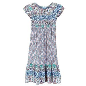 Zara Girls Dress Size 9/10 Multi Paisley Floral Ruffle Hem Keyhole Neck Boho Fun